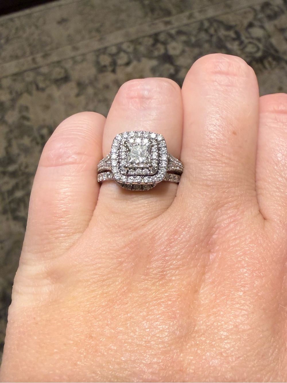 Neil Lane Halo Double-Band Diamond Bridal Set in White Gold